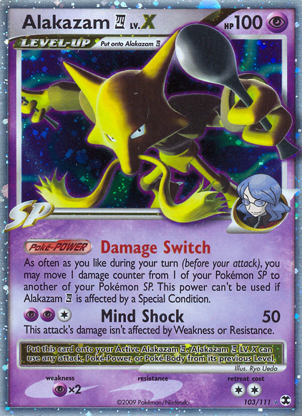 Alakazam E4 LV.X (Rising Rivals SET) (Pokémon) (LevelUp, SP) (Psychic) (HP: 100) (Rare Holo LV.X) (PKM Rising Rivals SET-6)