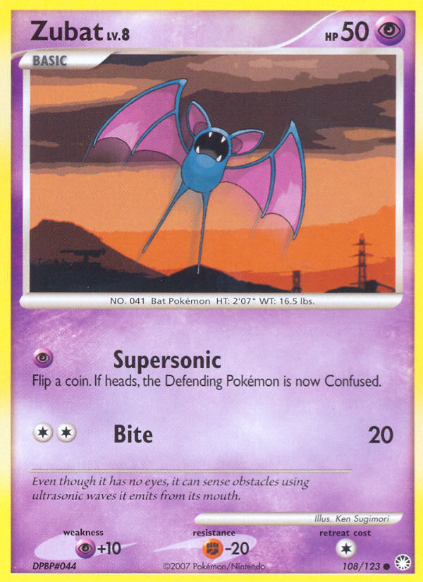 Zubat (Mysterious Treasures SET) (Pokémon) (Basic) (Psychic) (HP: 50) (Common) (PKM Mysterious Treasures SET-11)