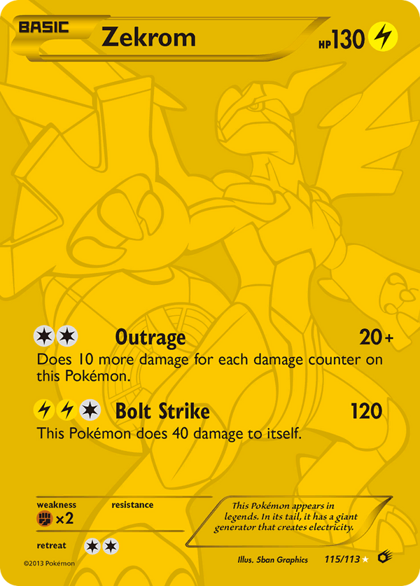 Zekrom (Legendary Treasures SET) (Pokémon) (Basic) (Lightning) (HP: 130) (Rare Secret) (PKM Legendary Treasures SET-19)
