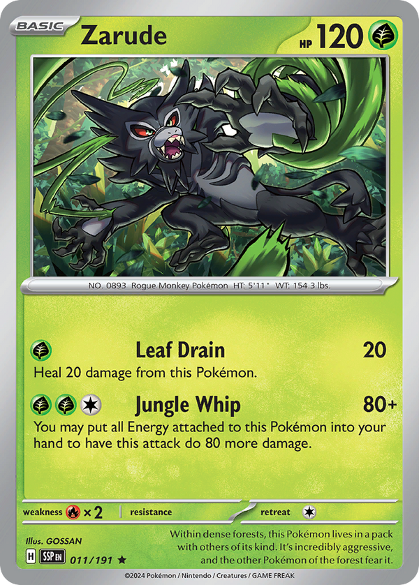 Zarude (Surging Sparks SET) (Pokémon) (Basic) (Grass) (HP: 120) (Rare) (PKM Surging Sparks SET-13)