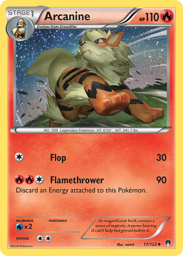 Arcanine (BREAKpoint SET) (Pokémon) (Stage 1) (Fire) (HP: 110) (Uncommon) (PKM BREAKpoint SET-14)