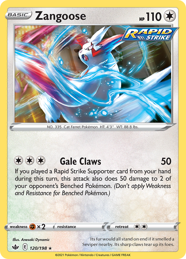 Zangoose (Chilling Reign SET) (Pokémon) (Basic, Rapid Strike) (Colorless) (HP: 110) (Rare) (PKM Chilling Reign SET-25)