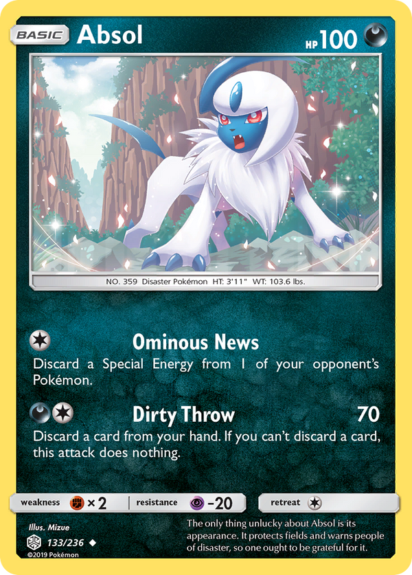 Absol (Cosmic Eclipse SET) (Pokémon) (Basic) (Darkness) (HP: 100) (Uncommon) (PKM Cosmic Eclipse SET-39)