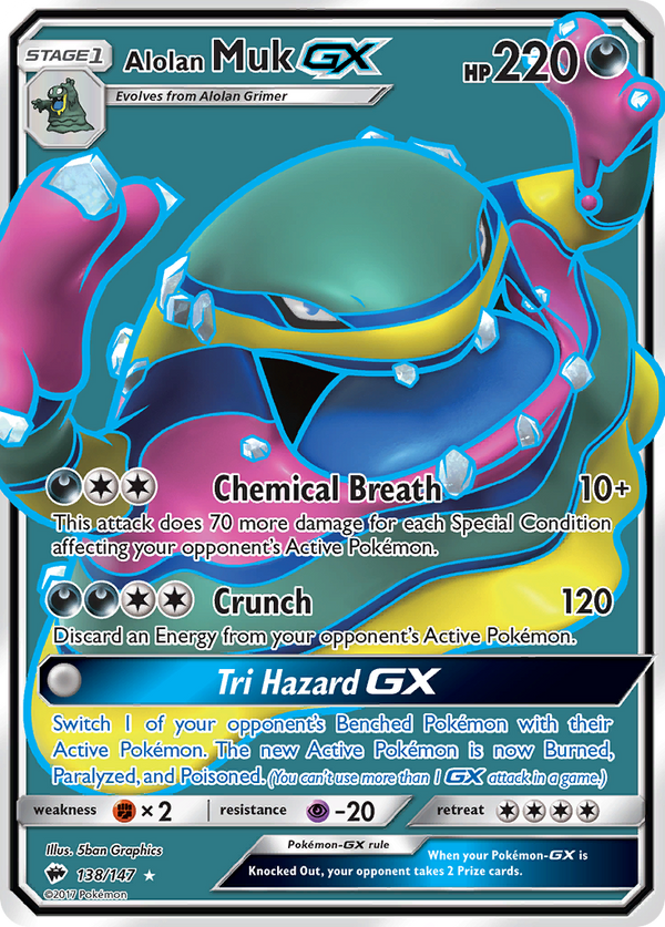Alolan MukGX (Burning Shadows SET) (Pokémon) (Stage 1, GX) (Darkness) (HP: 220) (Rare Ultra) (PKM Burning Shadows SET-48)