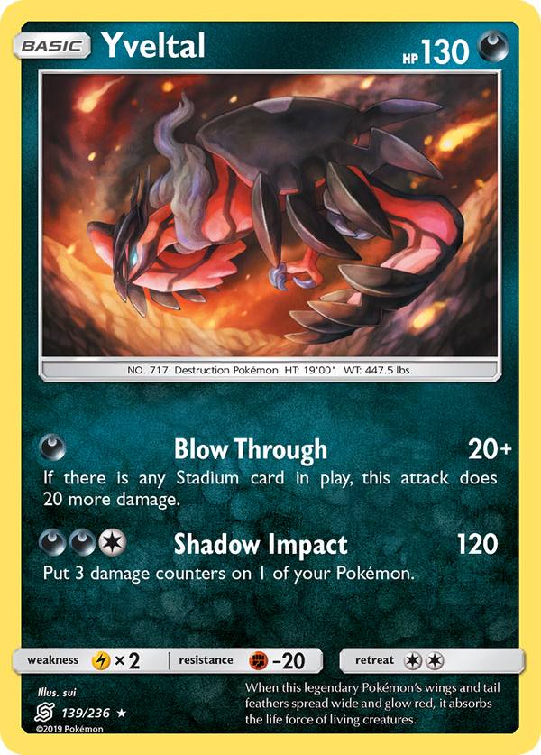 Yveltal (Unified Minds SET) (Pokémon) (Basic) (Darkness) (HP: 130) (Rare Holo) (PKM Unified Minds SET-45)