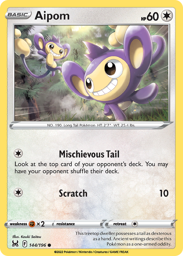 Aipom (Lost Origin SET) (Pokémon) (Basic) (Colorless) (HP: 60) (Common) (PKM Lost Origin SET-51)