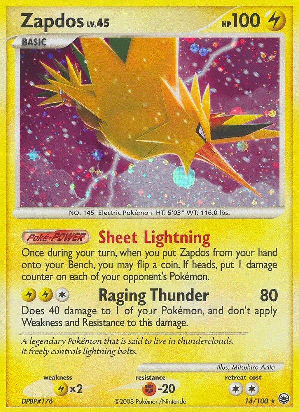 Zapdos (Majestic Dawn SET) (Pokémon) (Basic) (Lightning) (HP: 100) (Rare Holo) (PKM Majestic Dawn SET-7)