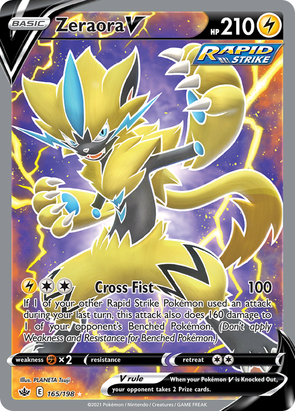 Zeraora V (Chilling Reign SET) (Pokémon) (Basic, V, Rapid Strike) (Lightning) (HP: 210) (Rare Ultra) (PKM Chilling Reign SET-74)