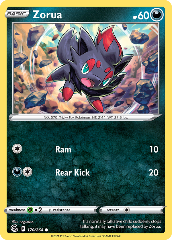 Zorua (Fusion Strike SET) (Pokémon) (Basic) (Darkness) (HP: 60) (Common) (PKM Fusion Strike SET-80)