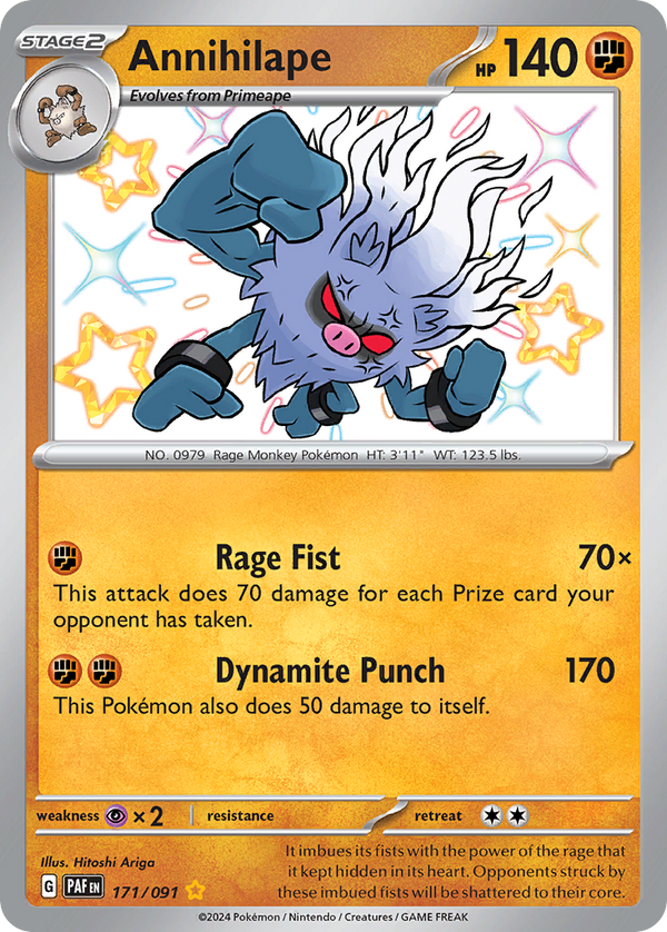 Annihilape (Paldean Fates SET) (Pokémon) (Stage 2) (Fighting) (HP: 140) (Shiny Rare) (PKM Paldean Fates SET-81)