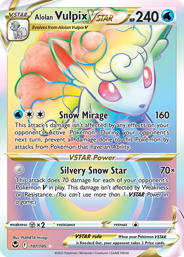 Alolan Vulpix VSTAR (Silver Tempest SET) (Pokémon) (VSTAR) (Water) (HP: 240) (Rare Rainbow) (PKM Silver Tempest SET-109)