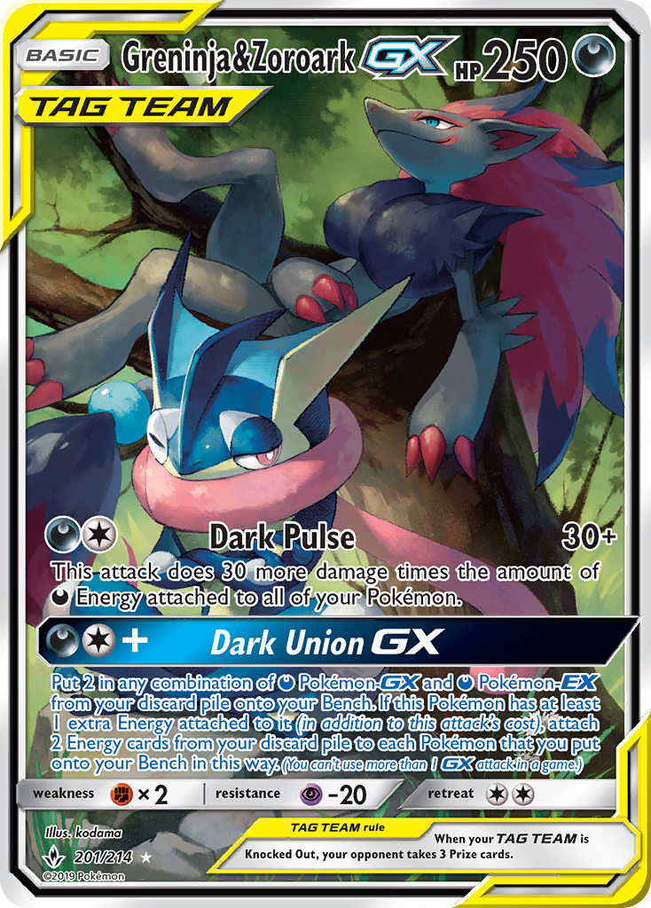 Greninja & Zoroark-GX - Unbroken Bonds SET-201