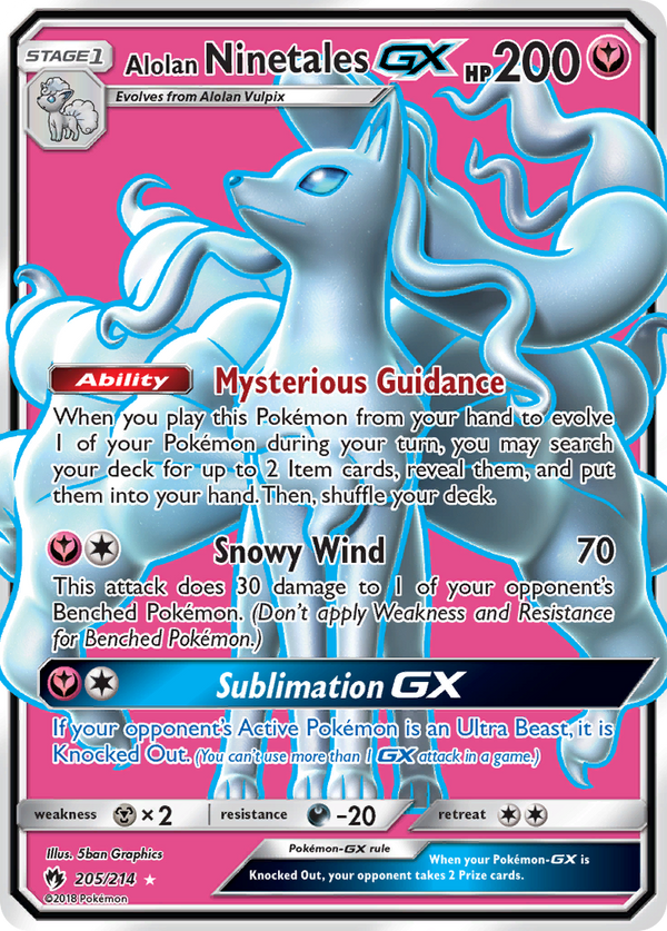 Alolan NinetalesGX (Lost Thunder SET) (Pokémon) (Stage 1, GX) (Fairy) (HP: 200) (Rare Ultra) (PKM Lost Thunder SET-123)