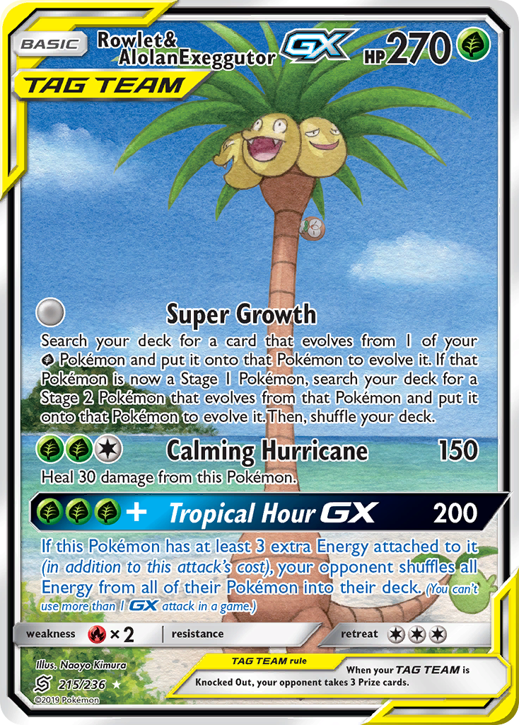 Rowlet & Alolan Exeggutor-GX - Unified Minds SET-215