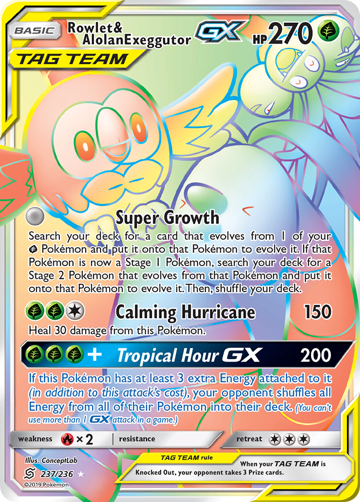 Rowlet & Alolan Exeggutor-GX - Unified Minds SET-237