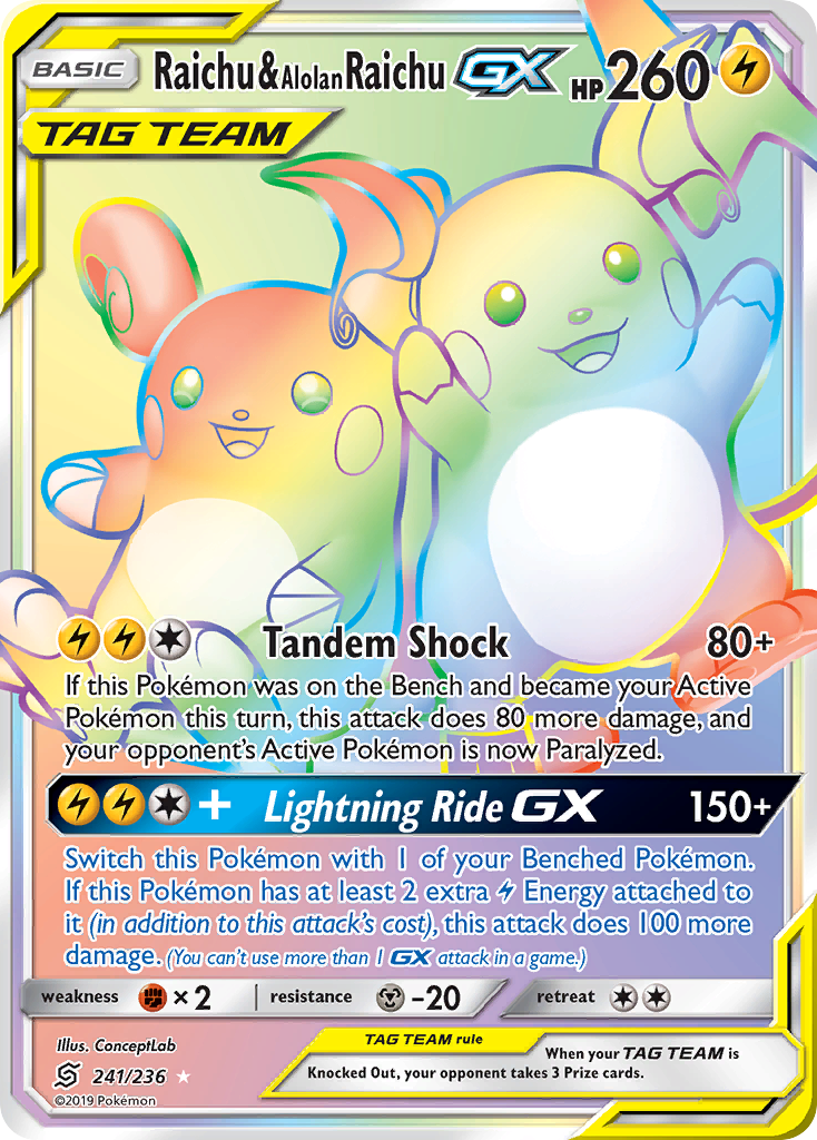 Raichu & Alolan Raichu-GX - Unified Minds SET-241