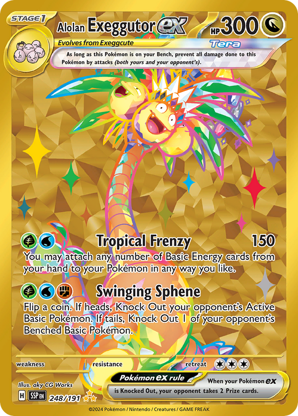 Alolan Exeggutor ex (Surging Sparks SET) (Pokémon) (Stage 1, Tera, ex) (Dragon) (HP: 300) (Hyper Rare) (PKM Surging Sparks SET-166)