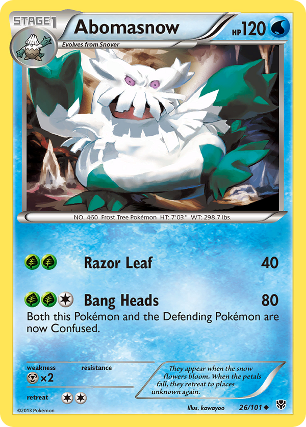 Abomasnow (Plasma Blast SET) (Pokémon) (Stage 1) (Water) (HP: 120) (Uncommon) (PKM Plasma Blast SET-25)