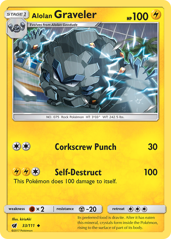 Alolan Graveler (Crimson Invasion SET) (Pokémon) (Stage 1) (Lightning) (HP: 100) (Uncommon) (PKM Crimson Invasion SET-52)