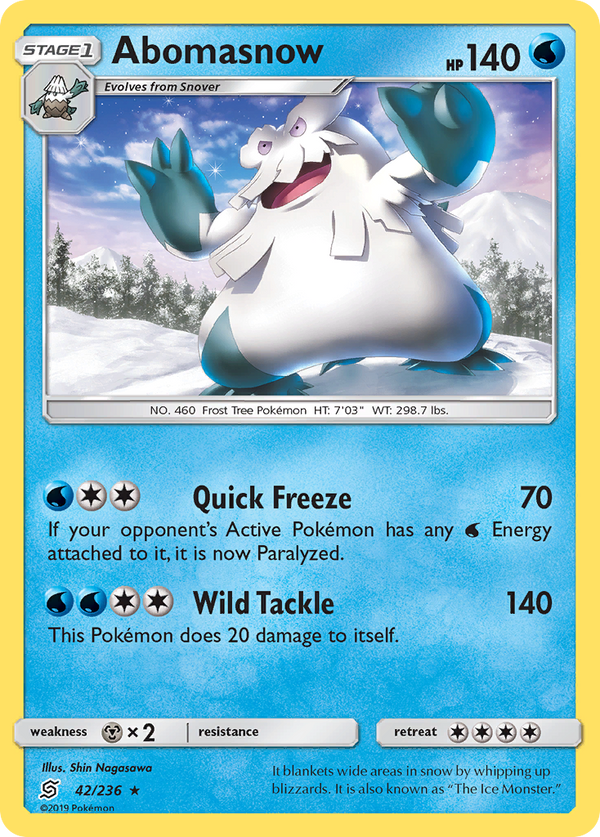Abomasnow (Unified Minds SET) (Pokémon) (Stage 1) (Water) (HP: 140) (Rare) (PKM Unified Minds SET-198)