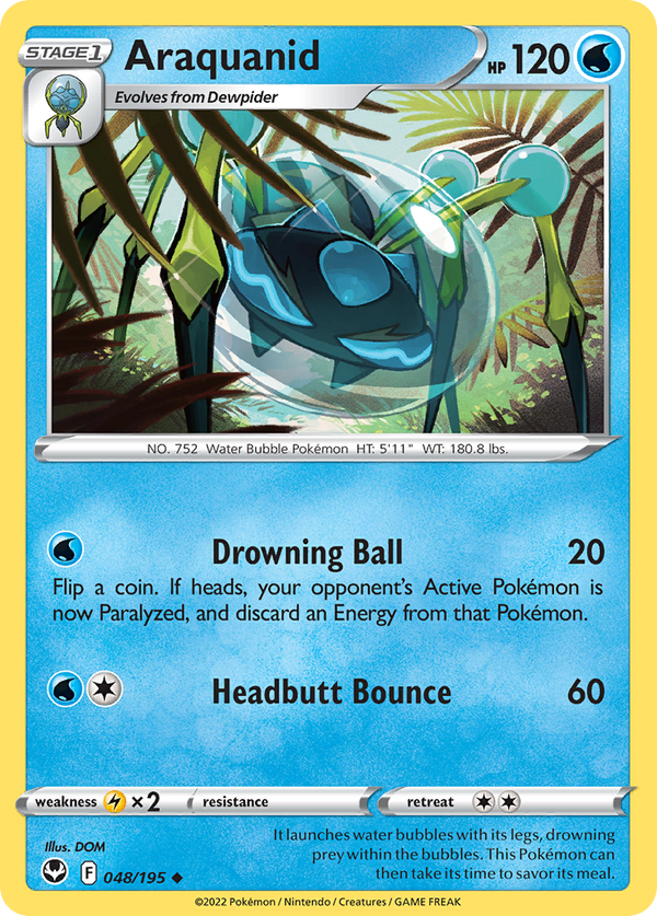 Araquanid (Silver Tempest SET) (Pokémon) (Stage 1) (Water) (HP: 120) (Uncommon) (PKM Silver Tempest SET-159)