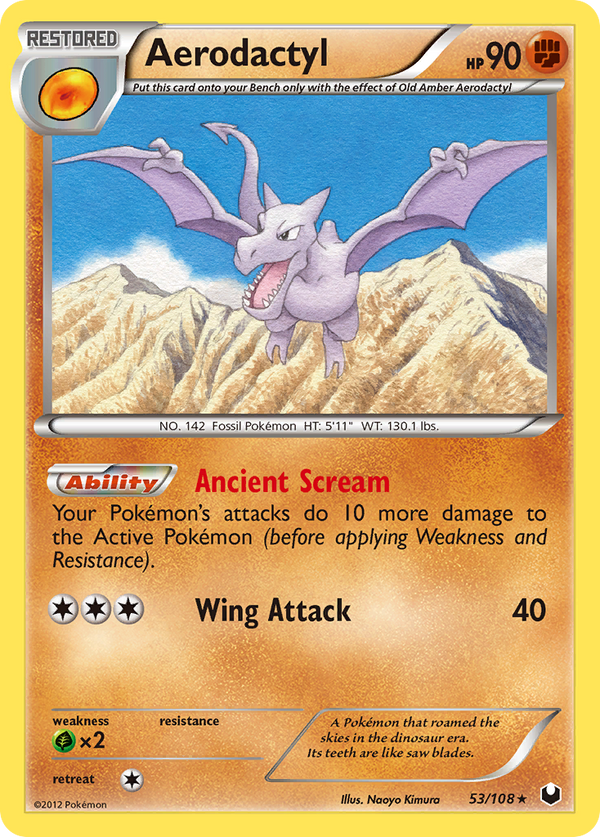 Aerodactyl (Dark Explorers SET) (Pokémon) (Restored) (Fighting) (HP: 90) (Rare) (PKM Dark Explorers SET-61)