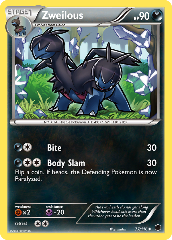 Zweilous (Plasma Freeze SET) (Pokémon) (Stage 1) (Darkness) (HP: 90) (Uncommon) (PKM Plasma Freeze SET-98)