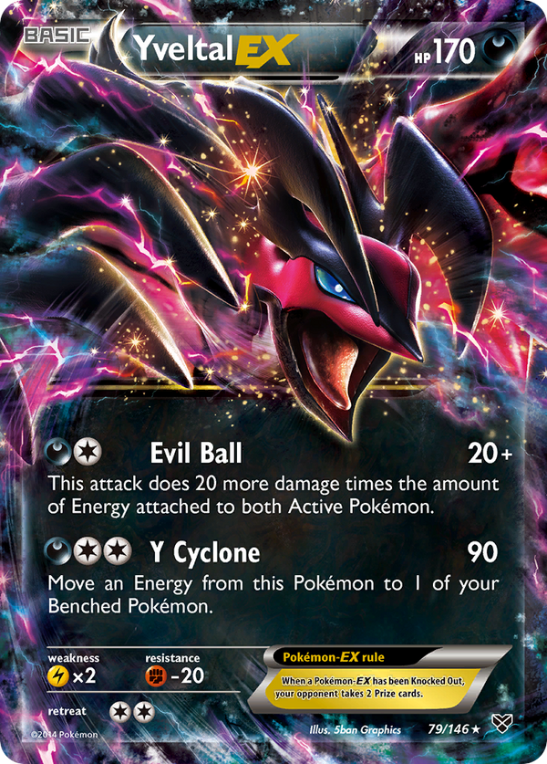 YveltalEX (XY SET) (Pokémon) (Basic, EX) (Darkness) (HP: 170) (Rare Holo EX) (PKM XY SET-124)
