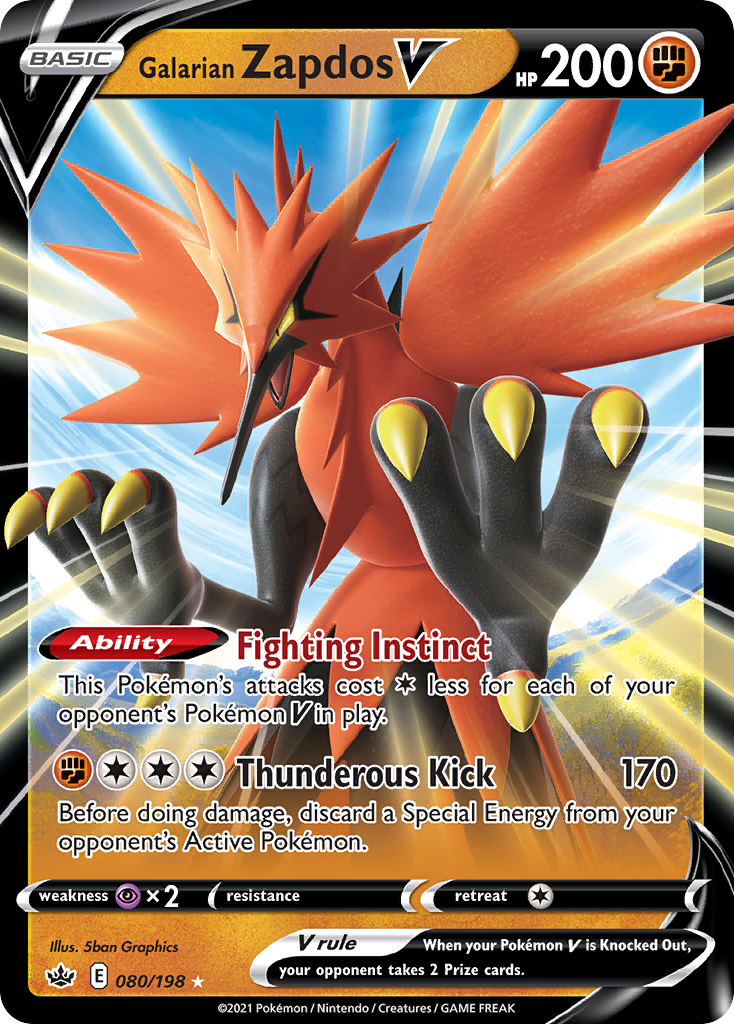 Galarian Zapdos V - Chilling Reign SET-80