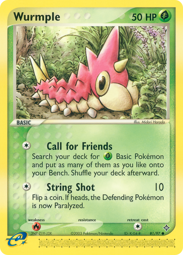 Wurmple (Dragon SET) (Pokémon) (Basic) (Grass) (HP: 50) (Common) (PKM Dragon SET-81)