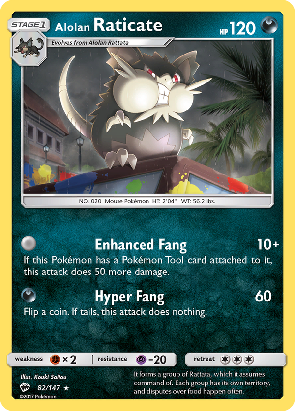 Alolan Raticate (Burning Shadows SET) (Pokémon) (Stage 1) (Darkness) (HP: 120) (Rare) (PKM Burning Shadows SET-157)
