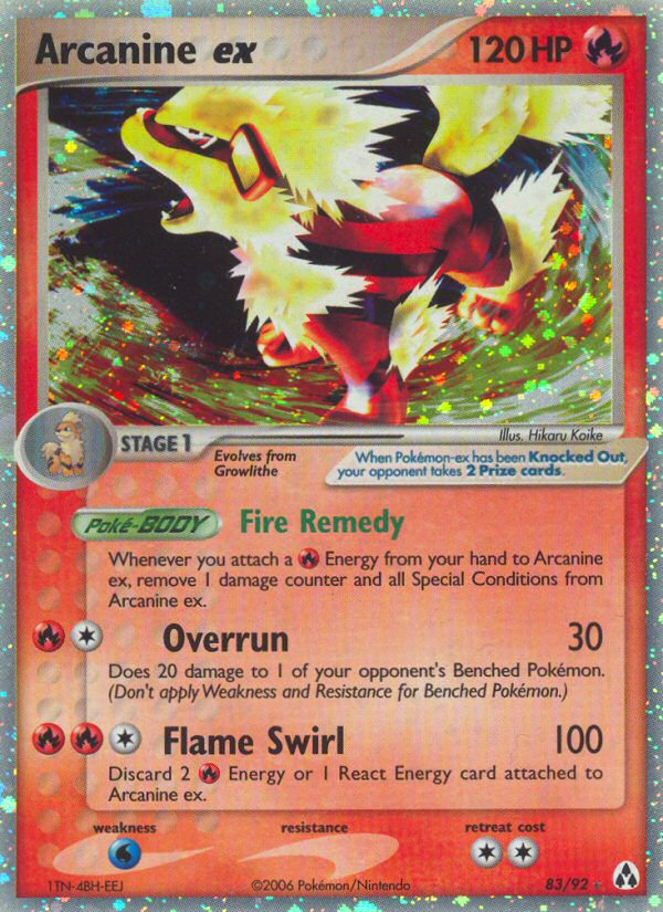 Arcanine ex (Legend Maker SET) (Pokémon) (Stage 1, ex) (Fire) (HP: 120) (Rare Holo EX) (PKM Legend Maker SET-82)