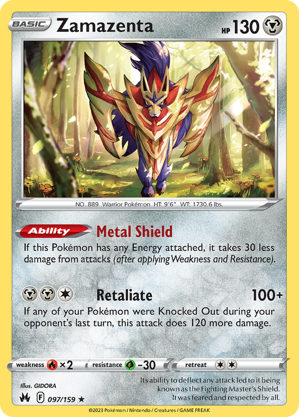 Zamazenta (Crown Zenith SET) (Pokémon) (Basic) (Metal) (HP: 130) (Rare Holo) (PKM Crown Zenith SET-158)