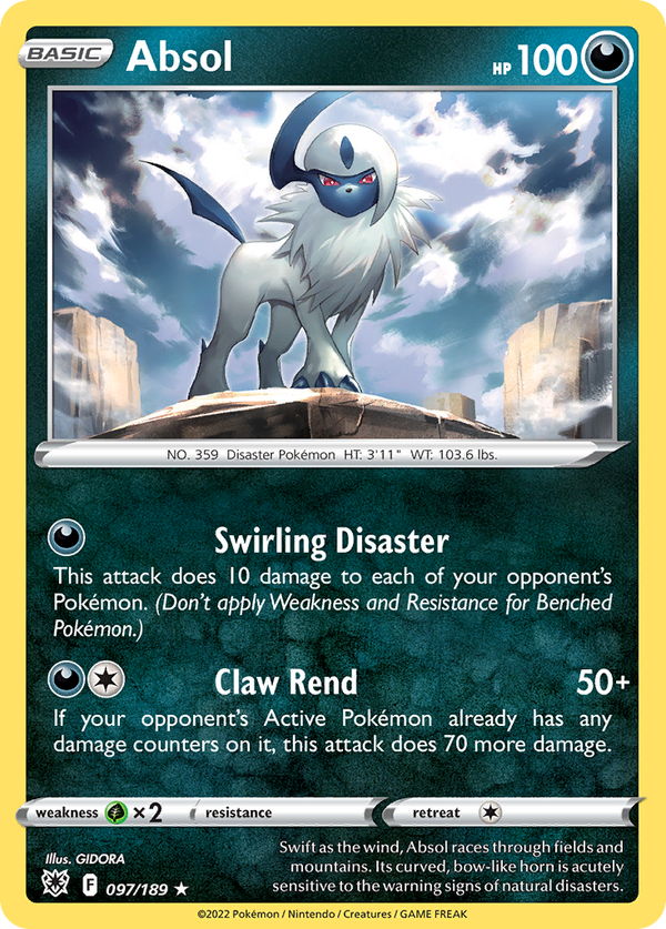 Absol (Astral Radiance SET) (Pokémon) (Basic) (Darkness) (HP: 100) (Rare Holo) (PKM Astral Radiance SET-214)