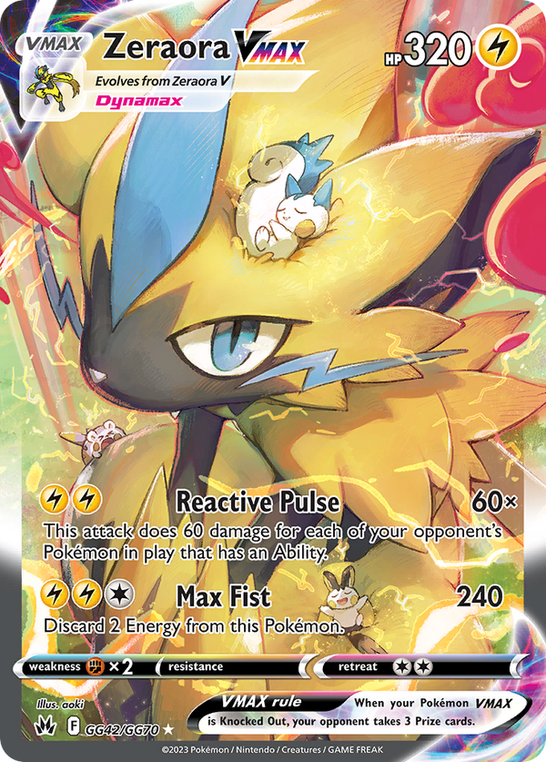 Zeraora VMAX (Crown Zenith Galarian Gallery SET) (Pokémon) (VMAX) (Lightning) (HP: 320) (Rare Holo VMAX) (PKM Crown Zenith Galarian Gallery SET-42)