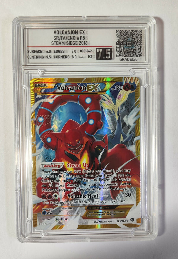 Pokemon Tcg Volcanion Ex #115 Steam Siege, Graduada 7.5