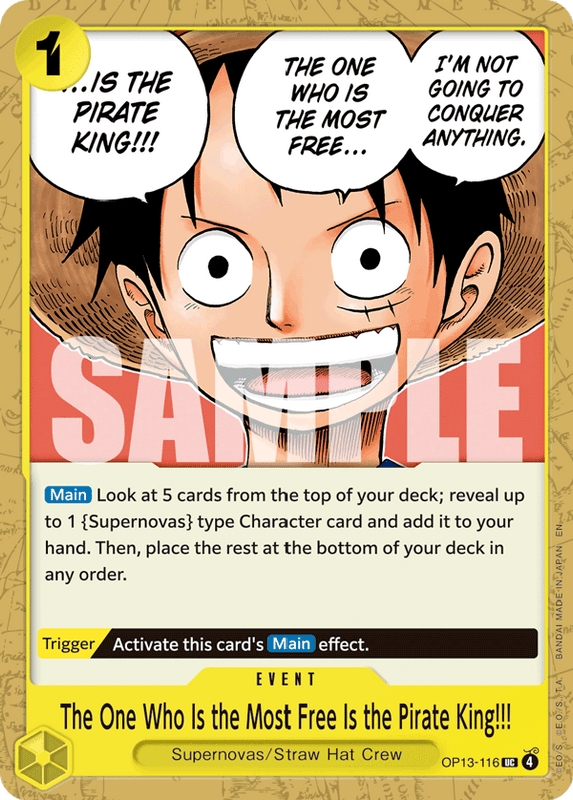 The One Who Is the Most Free Is the Pirate King!!! OP13-116 UC
