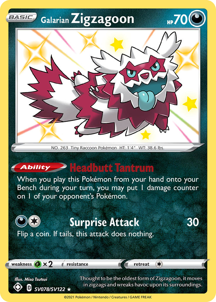 Galarian Zigzagoon - Shining Fates Shiny Vault SET-SV078