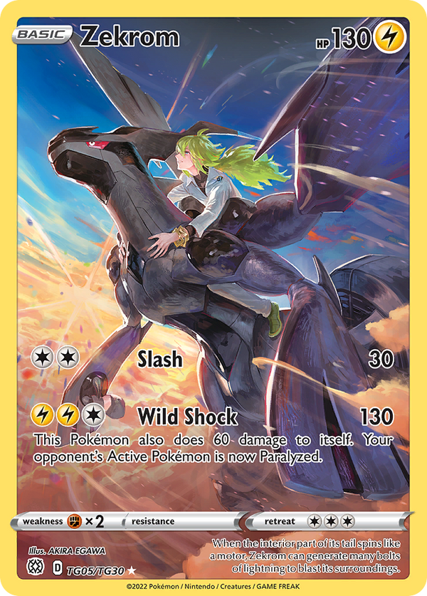 Zekrom (Brilliant Stars Trainer Gallery SET) (Pokémon) (Basic) (Lightning) (HP: 130) (Trainer Gallery Rare Holo) (PKM Brilliant Stars Trainer Gallery SET-5)