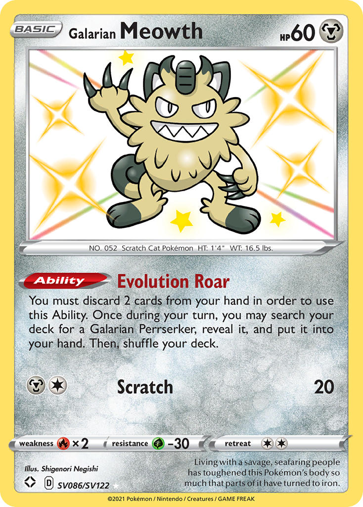 Galarian Meowth Shining Fates SET-SV086