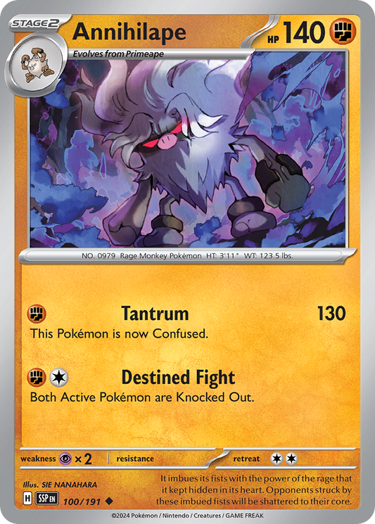 Annihilape (Surging Sparks SET) (Pokémon) (Stage 2) (Fighting) (HP: 140) (Uncommon) (PKM Surging Sparks SET-3)