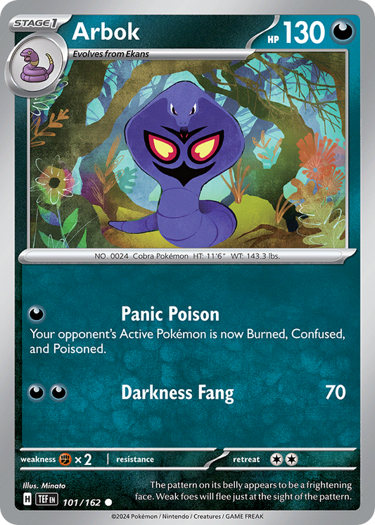 Arbok (Temporal Forces SET) (Pokémon) (Stage 1) (Darkness) (HP: 130) (Common) (PKM Temporal Forces SET-4)