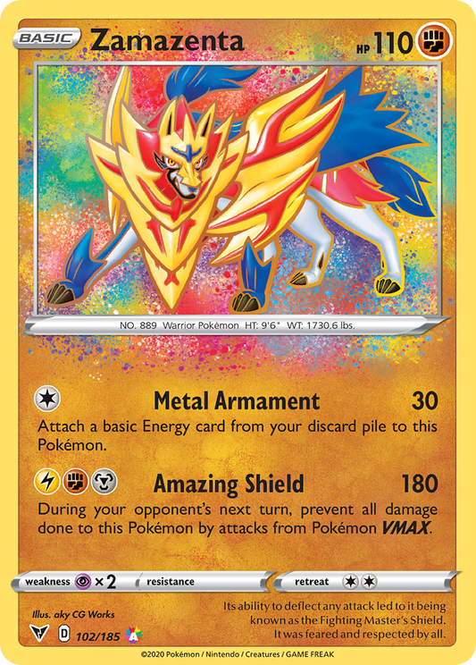 Zamazenta (Vivid Voltage SET) (Pokémon) (Basic) (Fighting) (HP: 110) (Amazing Rare) (PKM Vivid Voltage SET-5)