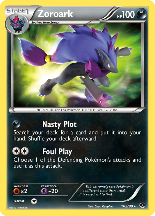Zoroark (Next Destinies SET) (Pokémon) (Stage 1) (Darkness) (HP: 100) (Rare Secret) (PKM Next Destinies SET-5)