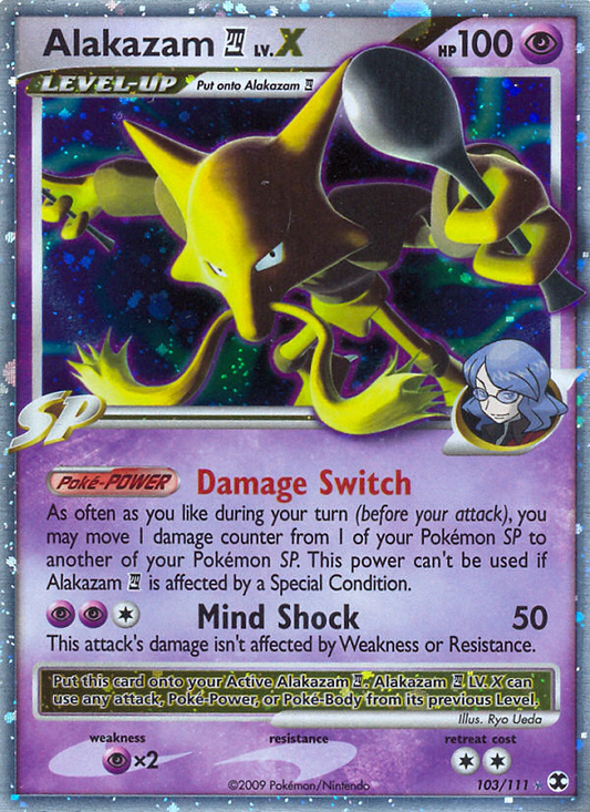 Alakazam E4 LV.X (Rising Rivals SET) (Pokémon) (LevelUp, SP) (Psychic) (HP: 100) (Rare Holo LV.X) (PKM Rising Rivals SET-6)