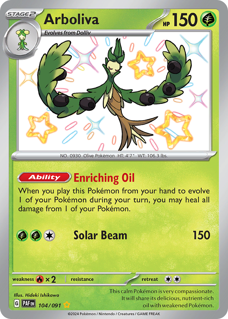 Arboliva (Paldean Fates SET) (Pokémon) (Stage 2) (Grass) (HP: 150) (Shiny Rare) (PKM Paldean Fates SET-7)