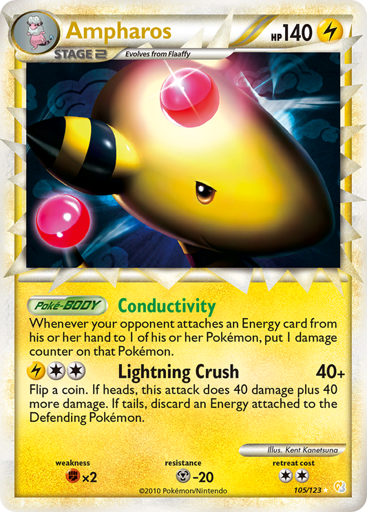 Ampharos (HeartGold & SoulSilver SET) (Pokémon) (Stage 2, Prime) (Lightning) (HP: 140) (Rare Prime) (PKM HeartGold & SoulSilver SET-8)