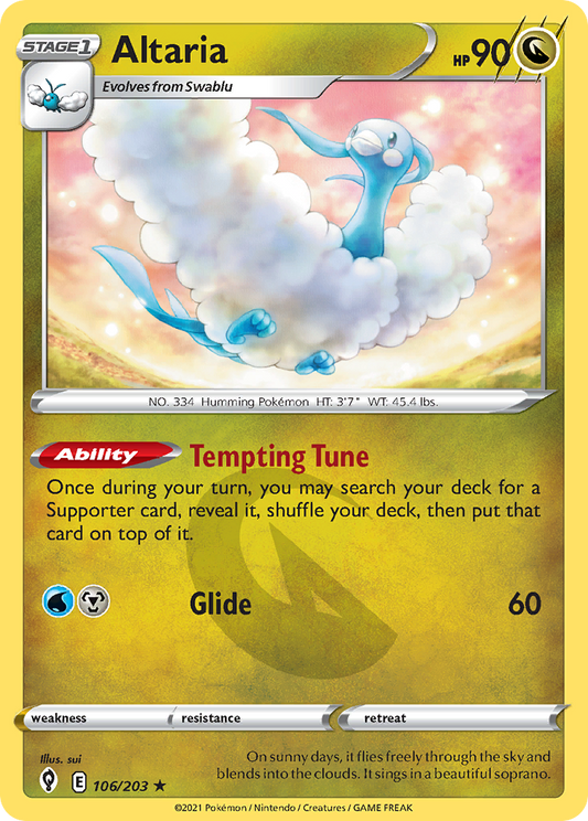 Altaria (Evolving Skies SET) (Pokémon) (Stage 1) (Dragon) (HP: 90) (Rare) (PKM Evolving Skies SET-9)