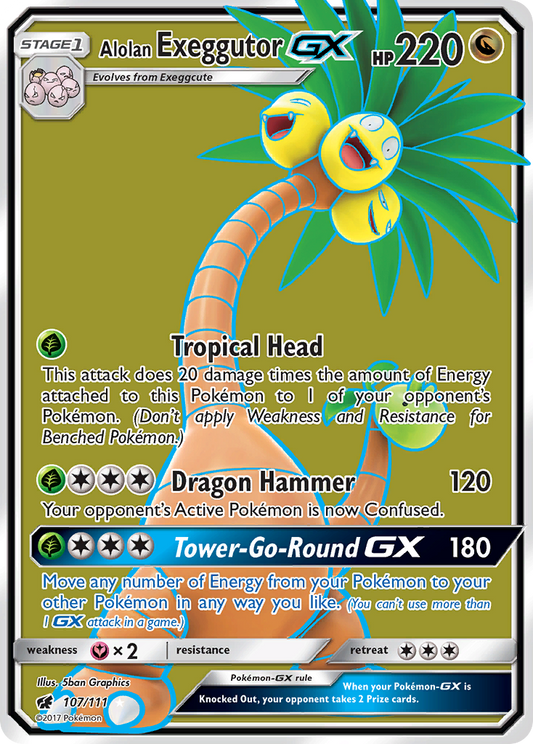Alolan ExeggutorGX (Crimson Invasion SET) (Pokémon) (Stage 1, GX) (Dragon) (HP: 220) (Rare Ultra) (PKM Crimson Invasion SET-10)