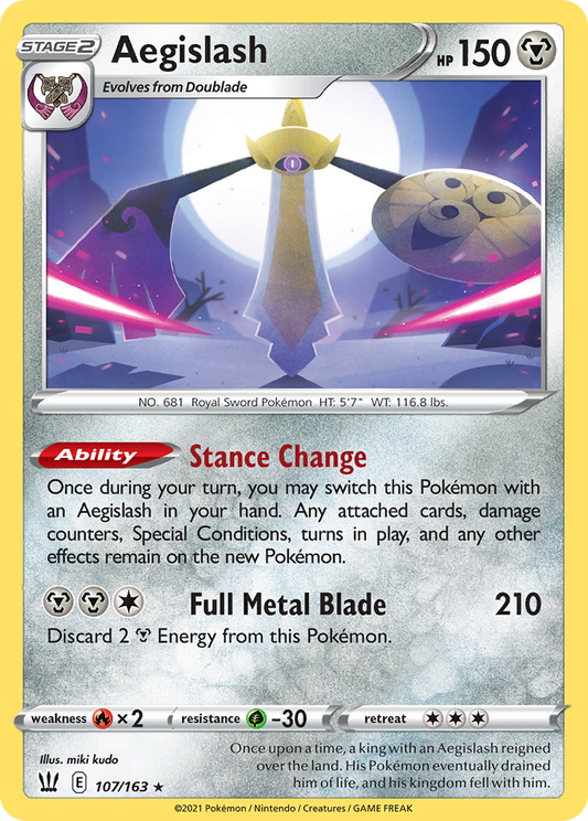 Aegislash (Battle Styles SET) (Pokémon) (Stage 2) (Metal) (HP: 150) (Rare Holo) (PKM Battle Styles SET-10)